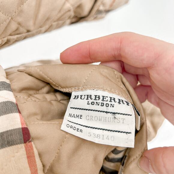 Burberry Quilted Coat Winter Down Finsbridge Plaid Jacket Check Cream M - Picture 12 of 16